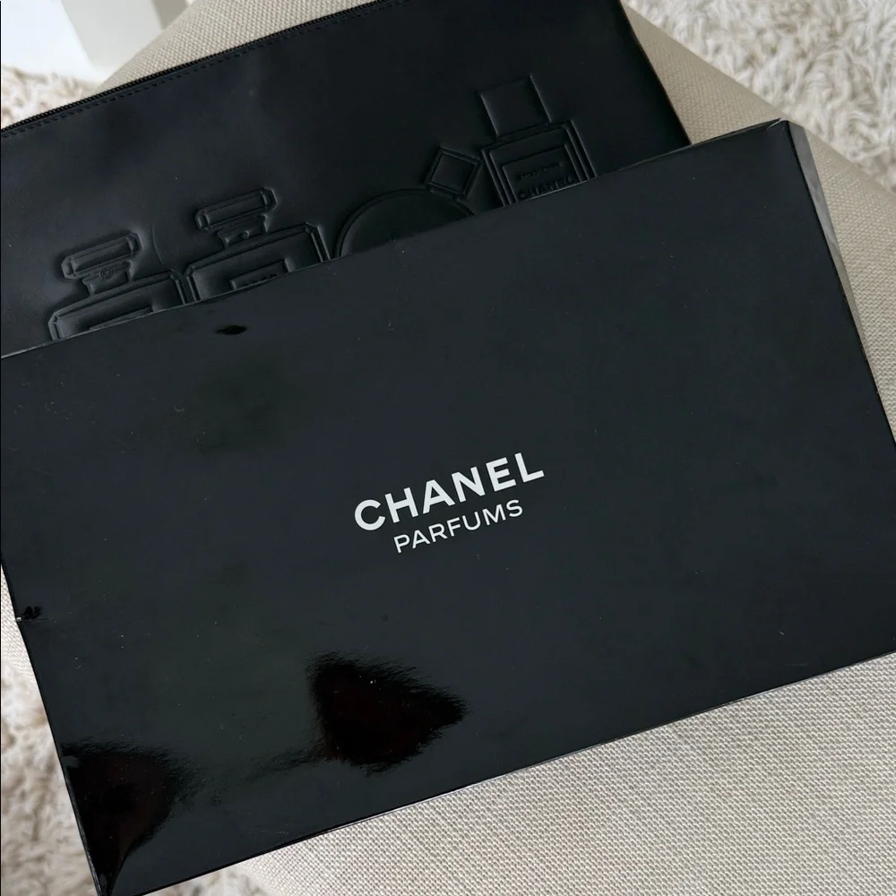 CHANEL Embossed Leather Toiletry Pouch